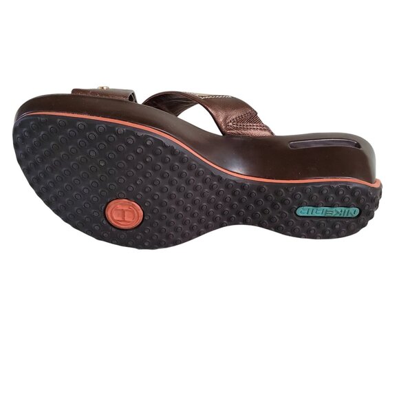 COLE HAAN Sandal Shoe Women's 6.5B Strap 2" Heel Wedge Slip On Brown - Picture 12 of 14